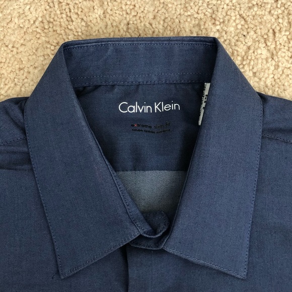 Calvin Klein Slim Dress Shirt in Navy - Picture 4 of 6